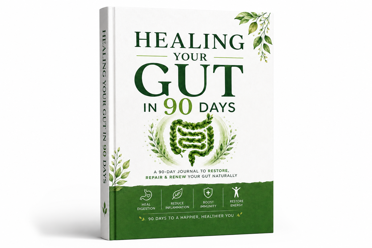 Heal Your Gut in the Next 90 Days — Gut Health Journal & Book | Track Bloating, Acidity, Gas & Find Your Trigger Foods