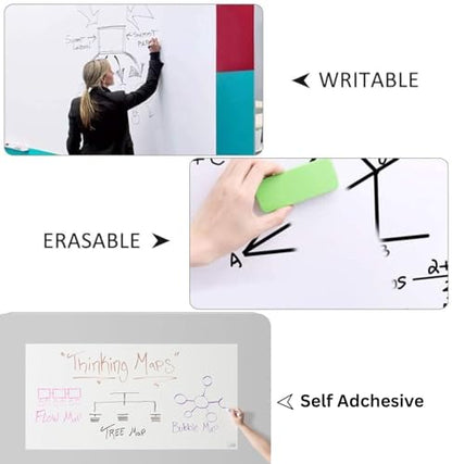 The Productivity Powerhouse | Whiteboard Peel & Stick Wallpaper for Wall, Dry Erase Board Sticker for Wall, Self Adhesive Whiteboard Paper, Self Stick Removable Homeworking Office Home (24 x 144 inch, White)