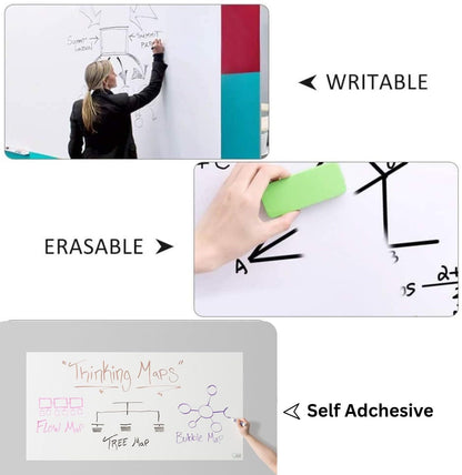The Productivity Powerhouse | Whiteboard Peel & Stick Wallpaper for Wall, Dry Erase Board Sticker for Wall, Self Adhesive Whiteboard Paper, Self Stick Removable Homeworking Office Home (24 x 144 inch, White)
