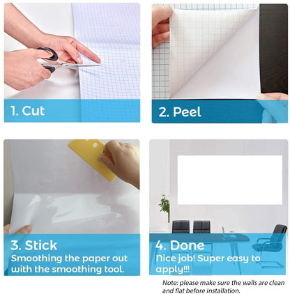 The Productivity Powerhouse | Whiteboard Peel & Stick Wallpaper for Wall, Dry Erase Board Sticker for Wall, Self Adhesive Whiteboard Paper, Self Stick Removable Homeworking Office Home (24 x 144 inch, White)