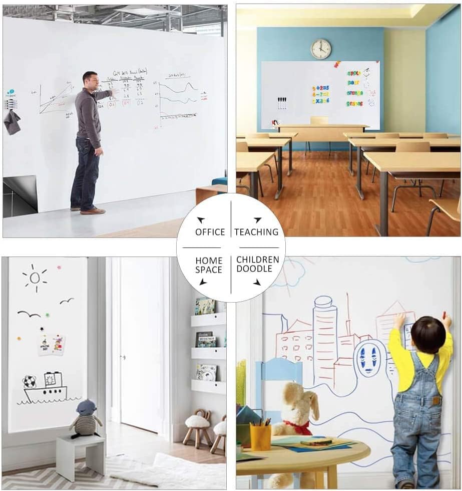The Productivity Powerhouse | Whiteboard Peel & Stick Wallpaper for Wall, Dry Erase Board Sticker for Wall, Self Adhesive Whiteboard Paper, Self Stick Removable Homeworking Office Home (24 x 144 inch, White)