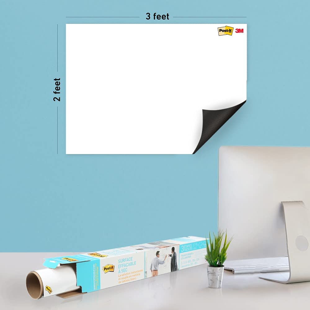 The Productivity Powerhouse | Whiteboard Peel & Stick Wallpaper for Wall, Dry Erase Board Sticker for Wall, Self Adhesive Whiteboard Paper, Self Stick Removable Homeworking Office Home (24 x 144 inch, White)