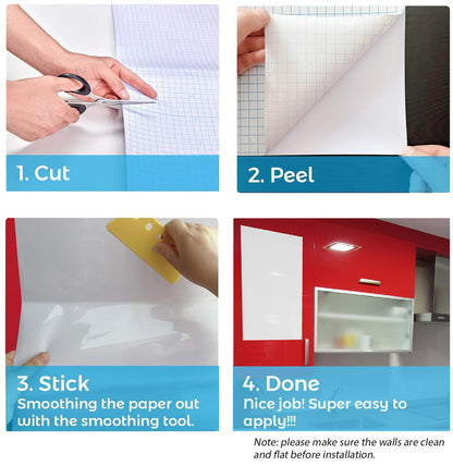 The Productivity Powerhouse | Whiteboard Peel & Stick Wallpaper for Wall, Dry Erase Board Sticker for Wall, Self Adhesive Whiteboard Paper, Self Stick Removable Homeworking Office Home (24 x 144 inch, White)